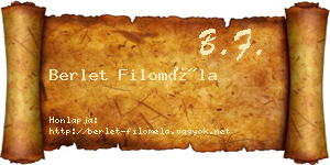 Berlet Filoméla névjegykártya